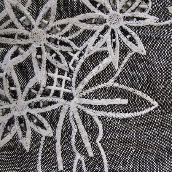 Peck & Peck Women's Gray 100% Linen Floral Embroidered Blazer Jacket Size 8 - Picture 5 of 10